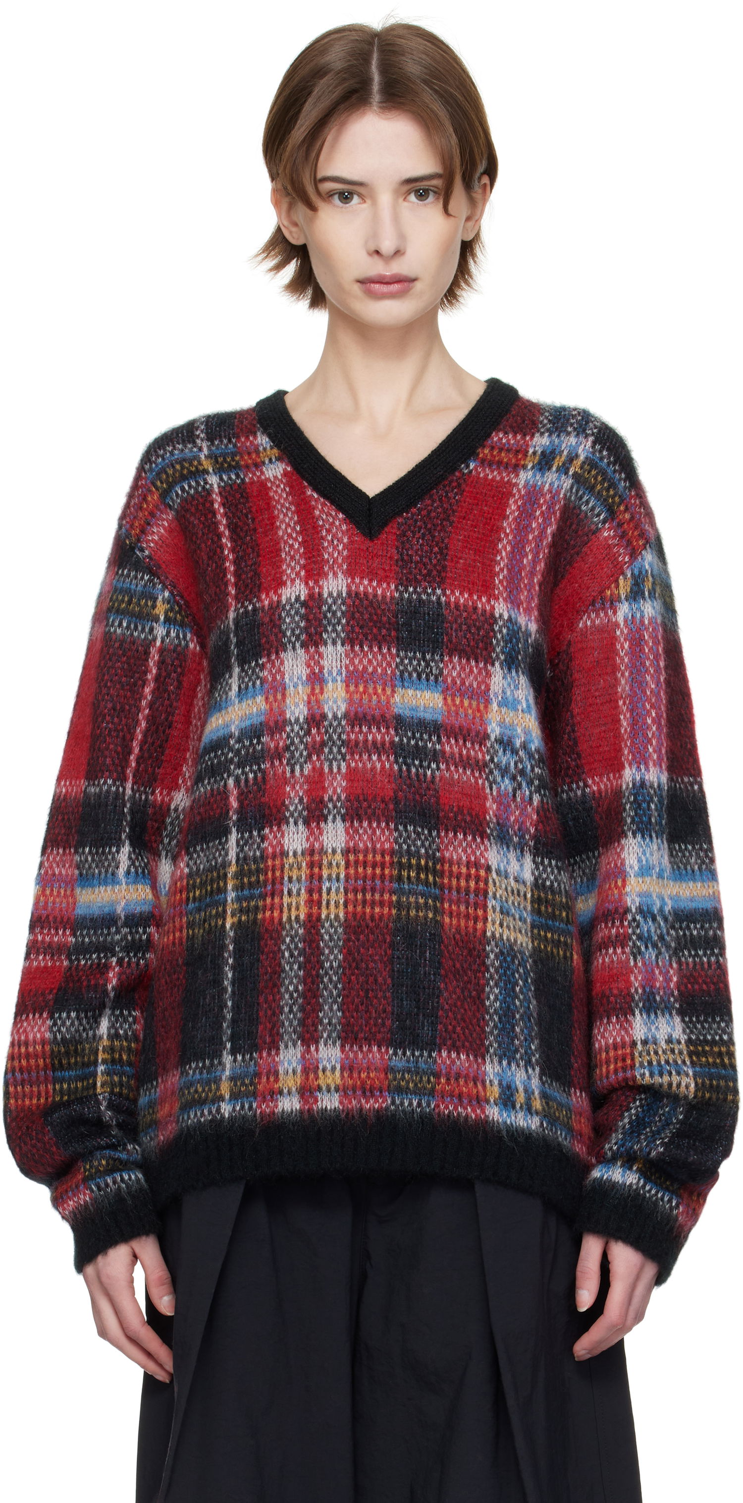 Пуловер YMC YMC Vertigo Tartan V-Neck Sweater Многоцветен | P8XMF, 0