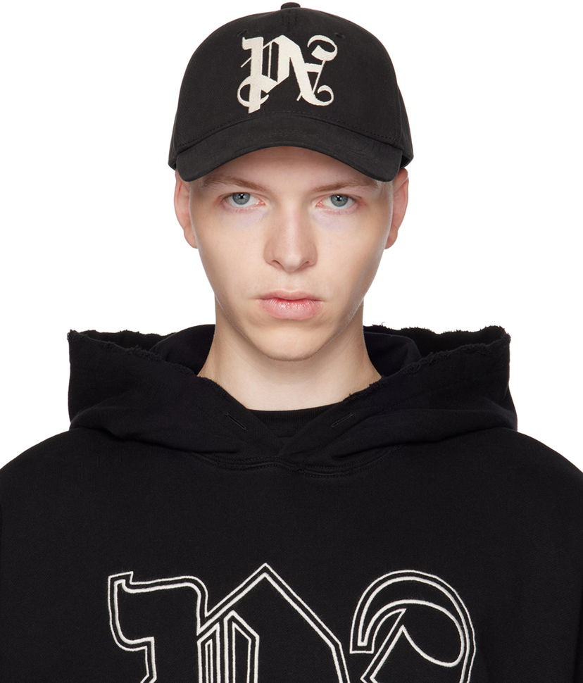 Шапка с козирка Palm Angels Monogram Cap Черно | PMLB094E23FAB0101003