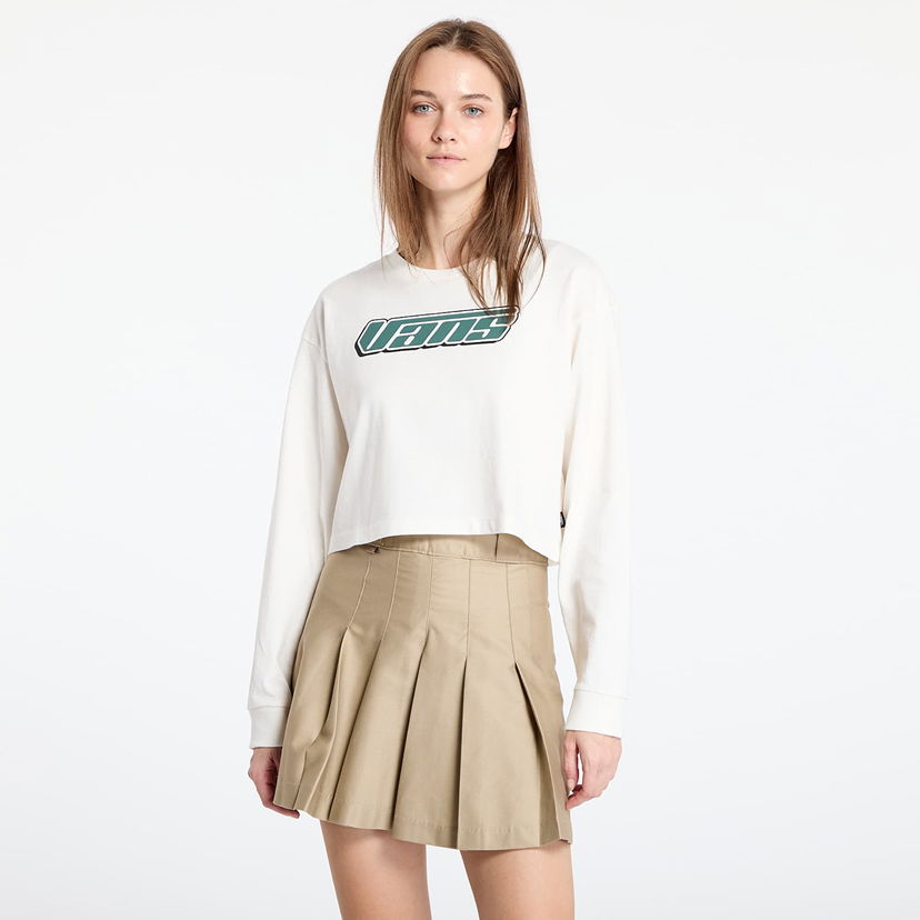 Съкратен топ Vans Retro V Long Sleeve Relax Crop Top Бяло | VN000J4KFS81