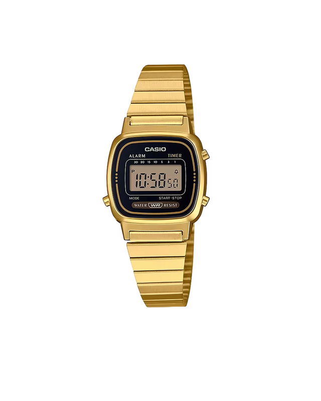 Digital Watch With Gold Stainless Steel Strap