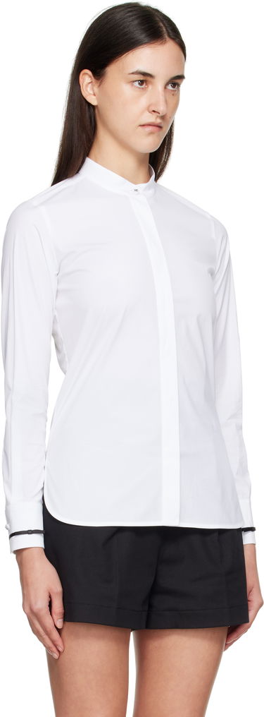 Риза Max Mara Max Mara Otranto Stand Collar Long Sleeve Shirt Бяло | 2521116041600, 1
