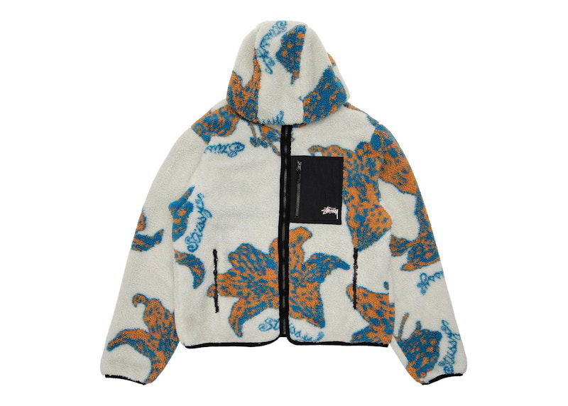 Суитчър Stüssy Floral Sherpa Hooded Jacket Бяло | 118482-Bone