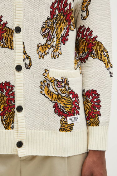 Пуловер WACKO MARIA Tiger Knit Cardigan Бяло | 24FW.WMK.KN22, 3