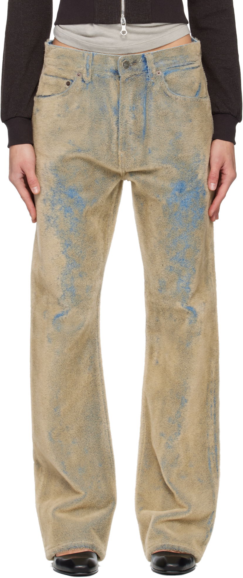 Дънки Acne Studios Flocked Jeans Бежово | A00563-
