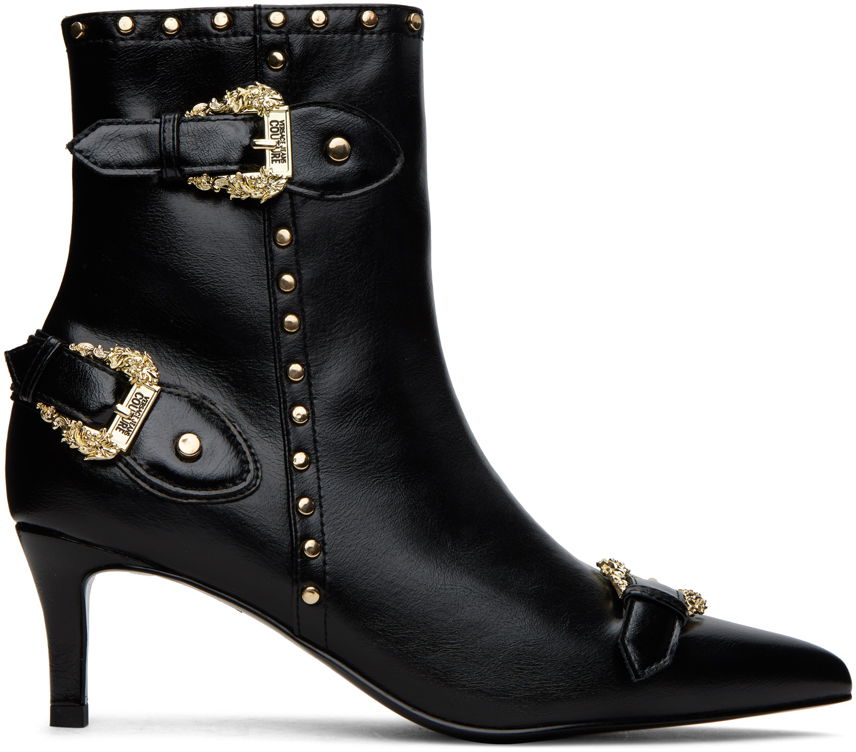 Кецове и обувки Versace Jeans Couture SSENSE Exclusive Studded Buckled Ankle Boots Черно | E75VA3S41_EZS871, 0