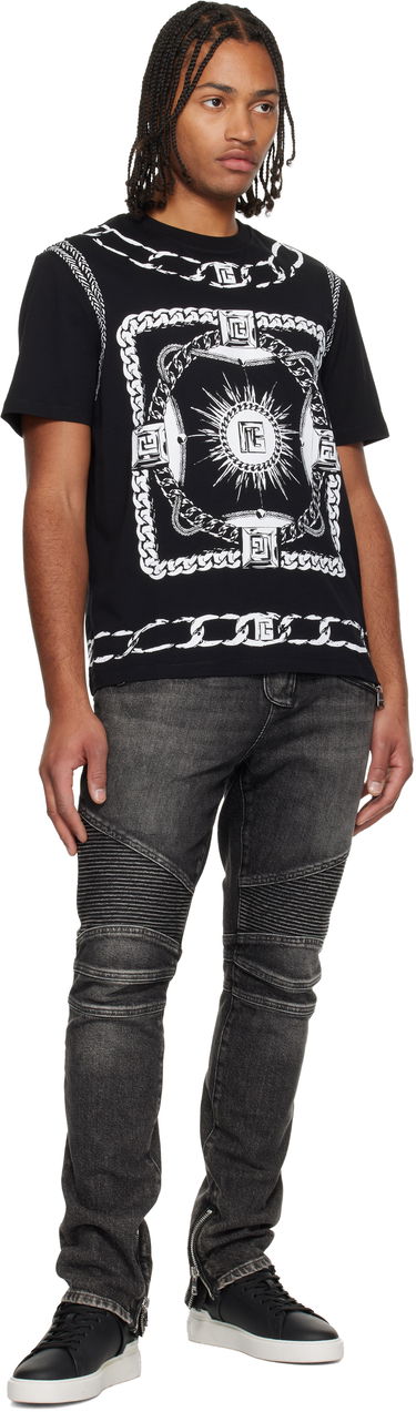 Тениска Balmain Foulard Print T-shirt Черно | FH1EG000GF08, 3