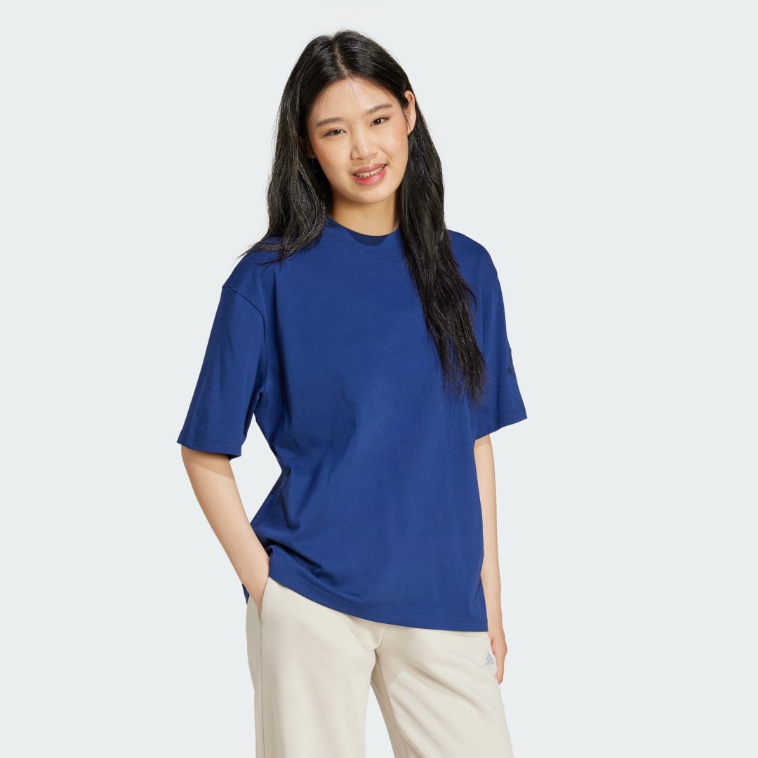 Тениска adidas Performance Boyfriend Logo T-Shirt Синьо | JD9997, 1