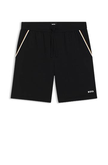 Къси панталони BOSS BOSS Stretch-Cotton Shorts with Tape Trims Черно | 50545942, 0