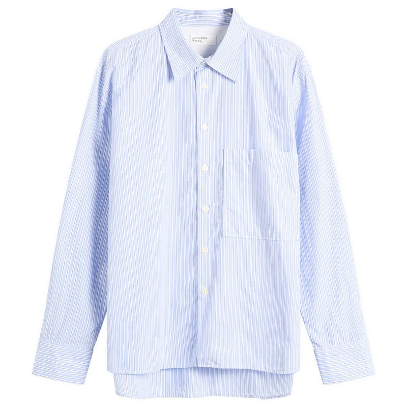Риза Universal Works Office Stripe Square Pocket Shirt Size Small Синьо | P33066-BLU