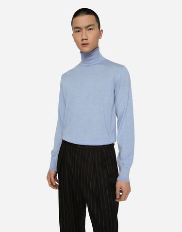 Пуловер Dolce & Gabbana Extra-fine Cashmere And Silk Turtleneck Sweater Синьо | GXL03TJDMS4B3784, 3