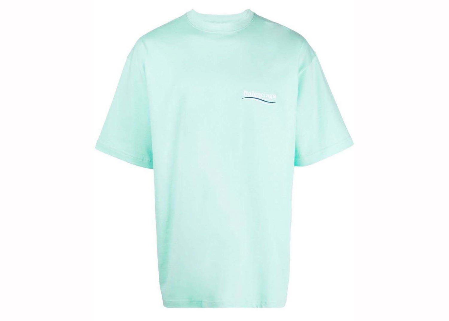Тениска Balenciaga Political Campaign Oversized Logo-Print T-shirt Mint Тюркоазено | 641675TKVJ13461, 0