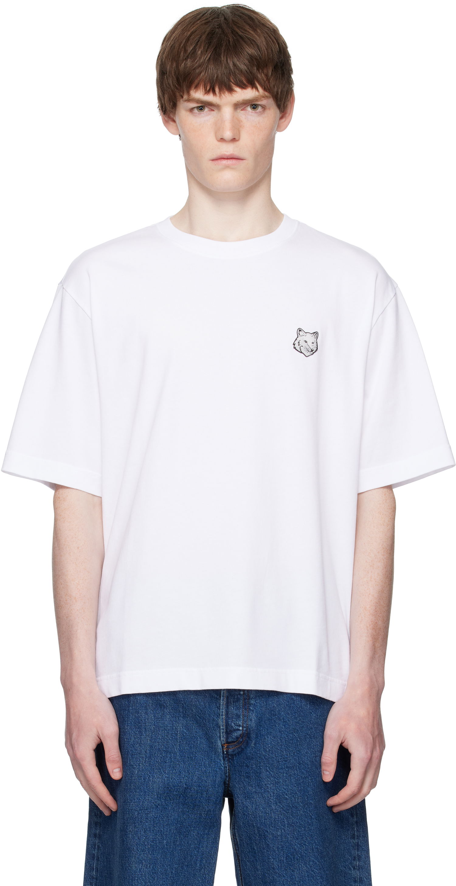 Тениска MAISON KITSUNÉ Maison Kitsuné Fox Head Patch Comfort T-Shirt Бяло | PM00109KJ0119, 0