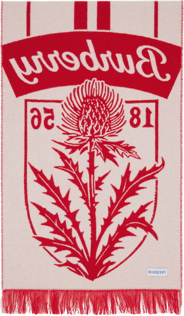 Шал Burberry Thistle Shield Wool Scarf Червено | 8117701, 1