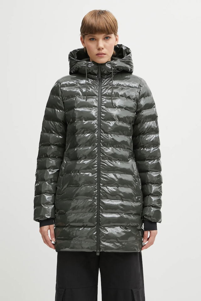 Lohja Curve Glossy Hooded Puffer Coat