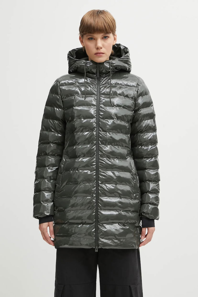 Пухо яке Rains Lohja Curve Glossy Hooded Puffer Coat Зелено | 15890.127