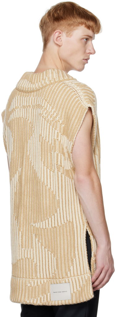 Пуловер Feng Chen Wang Feng Chen Wang Jacquard Oversized V-Neck Vest Бежово | FUF14KT06K, 2