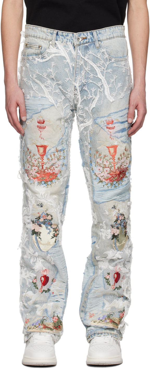 Дънки Who Decides War Who Decides War Chalice Embroidered Jeans Синьо | 1120570008SS24, 0
