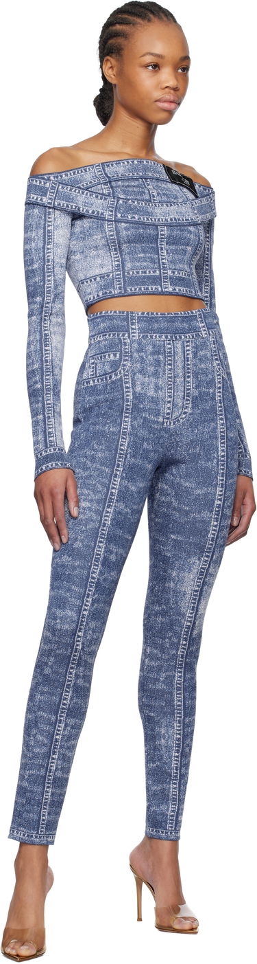 Комплект Balmain Balmain Denim Off-Shoulder Top Синьо | EF1AO385KH80, 3