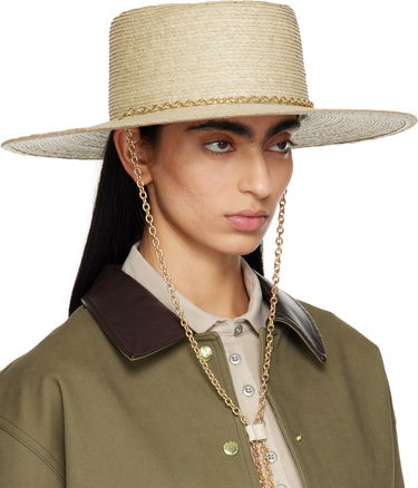 Шапка rag & bone Rag & Bone Jacque Boater Hat with Chain Бежово | WJW25SH1017ST17, 1