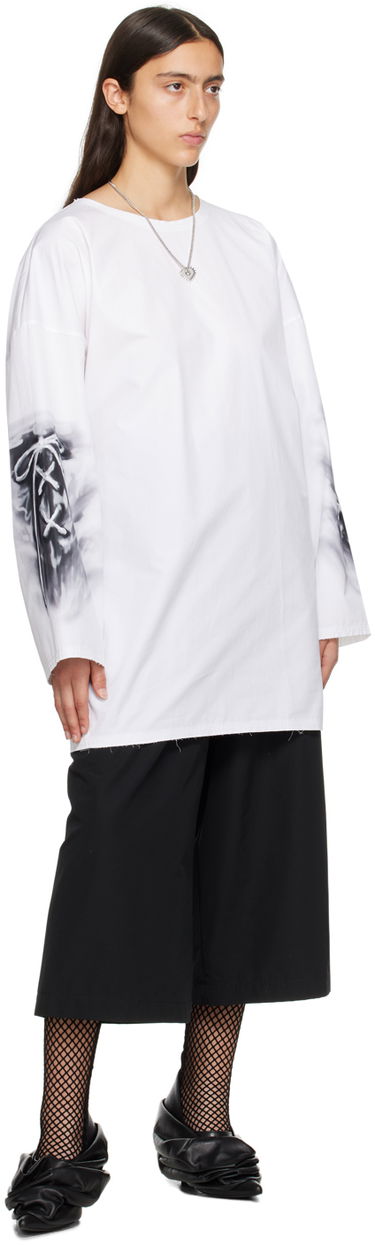 Тениска We11done Raw Edge Graphic Long Sleeve T-Shirt Бяло | WD-SH3-23-185-U-WH, 3