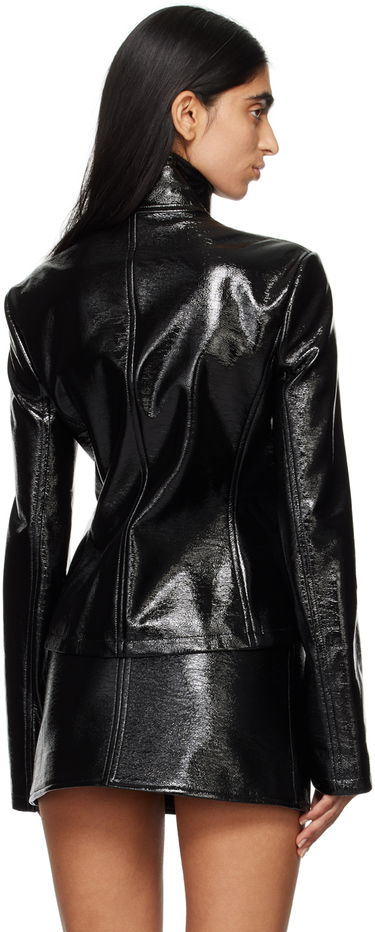 Яке бомбър Courrèges Embossed-Logo Patent Leather Jacket Черно | 324CBL194VY0014, 2