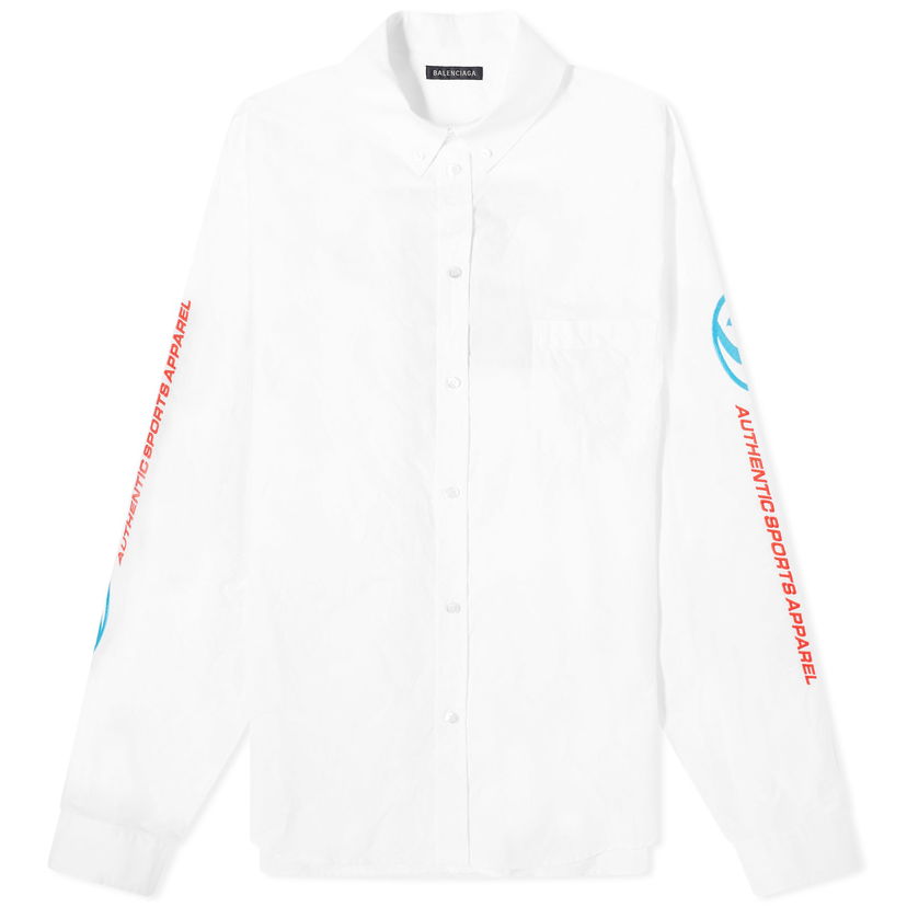 Риза Balenciaga Logo Button Down Shirt Бяло | 773390-TNM60-9000