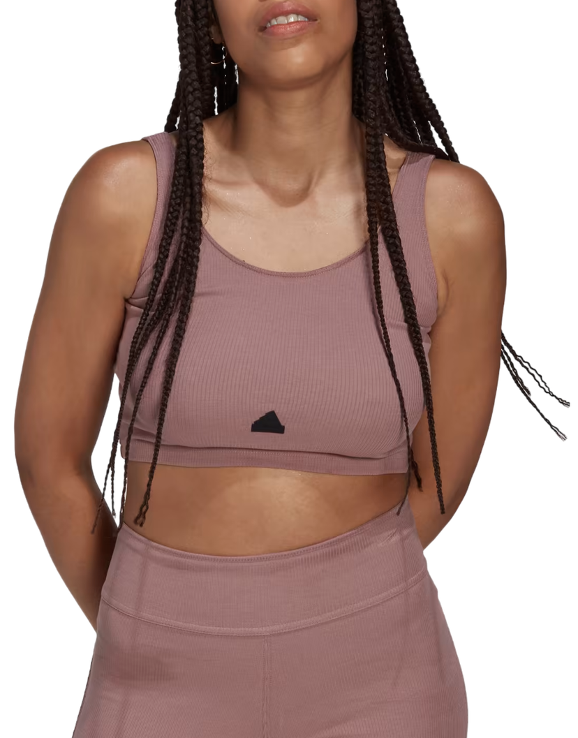 Сутиен adidas Originals Cropped Ribbed Sports Bra Лилаво | hg4366