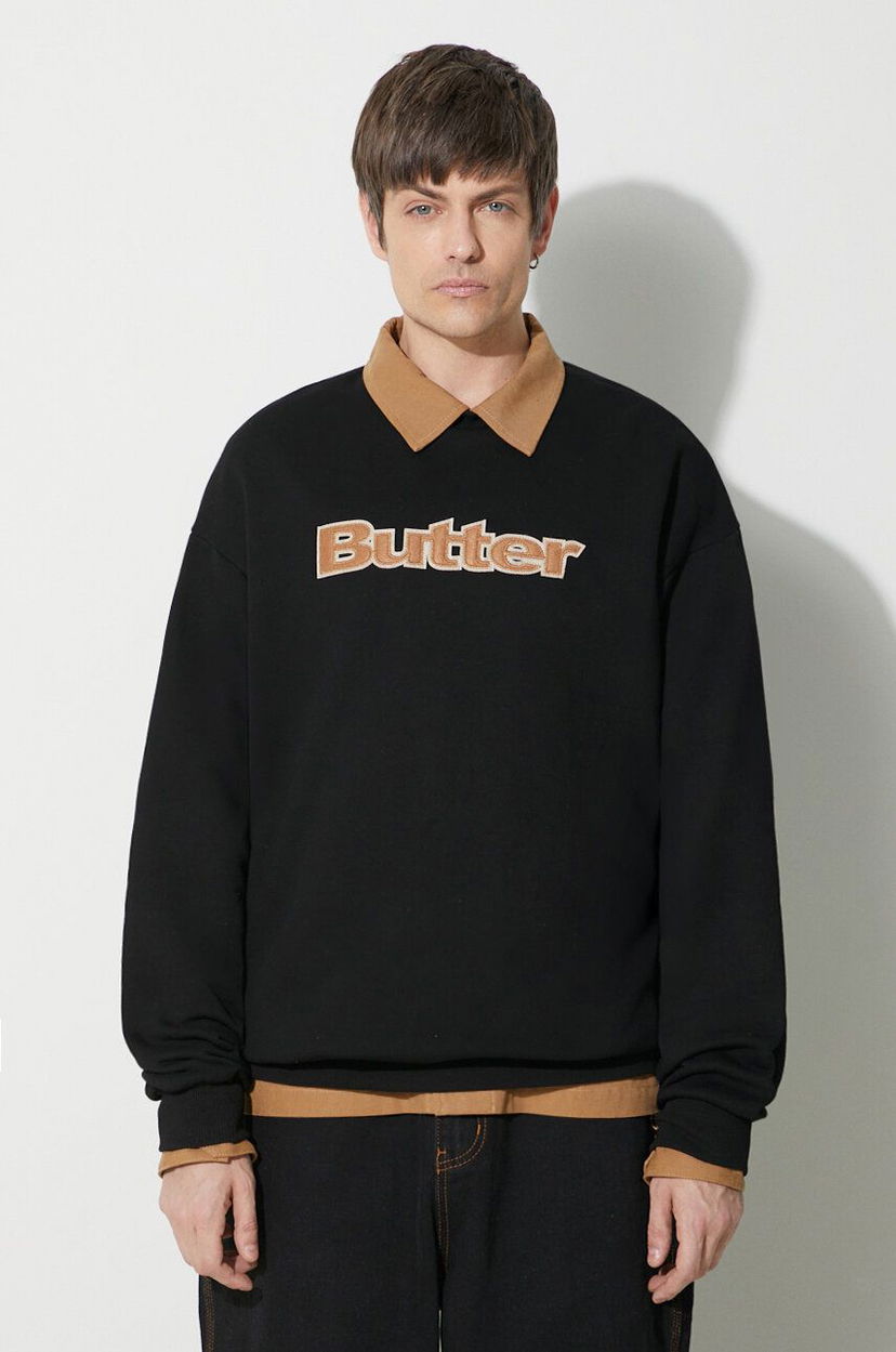 Пуловер Butter Goods Crewneck Sweatshirt With Applique Черно | BGQ423D20904