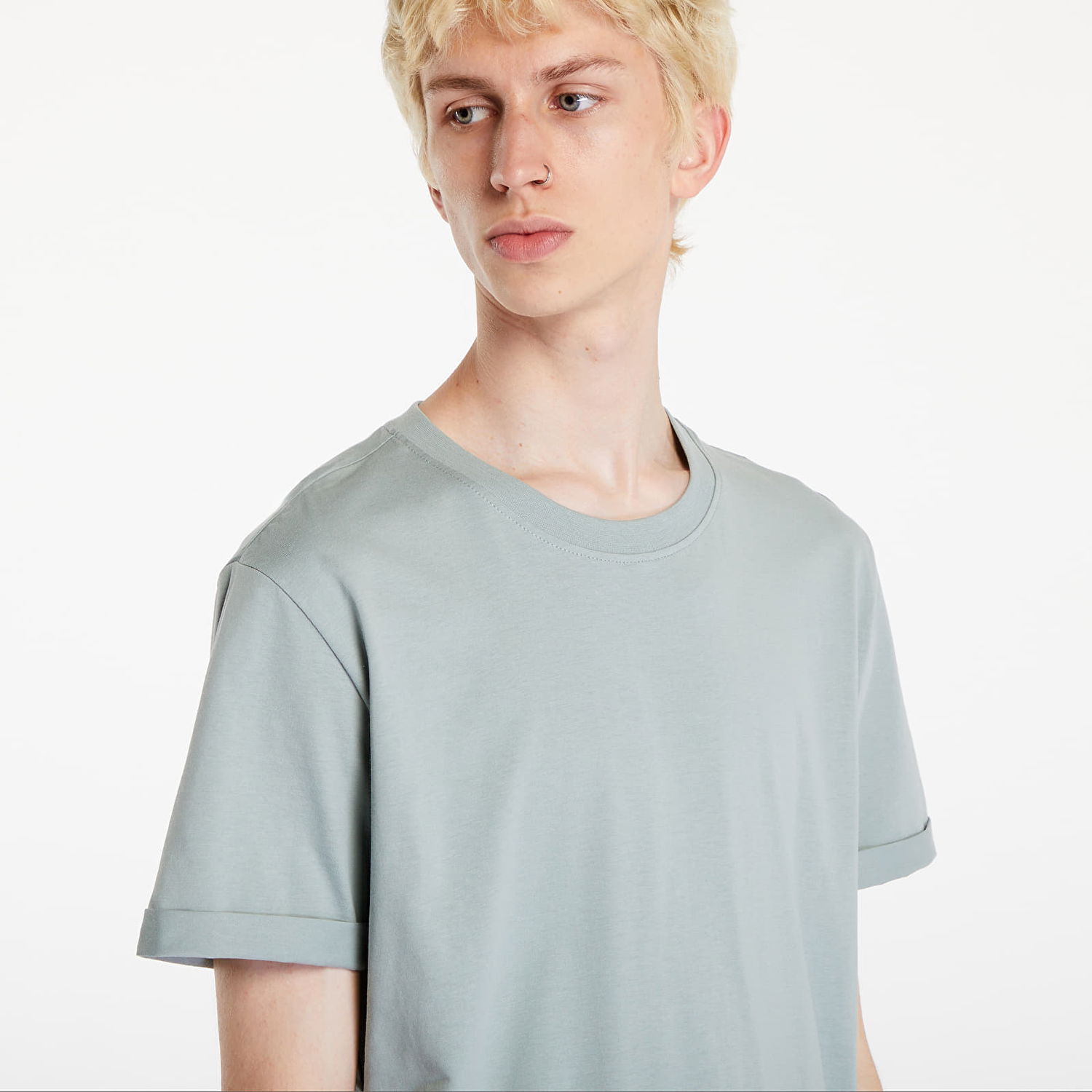 Тениска CALVIN KLEIN Badge Turn Up Short Sleeve T-Shirt Slate Gray Сиво | J30J323482 PFF, 1