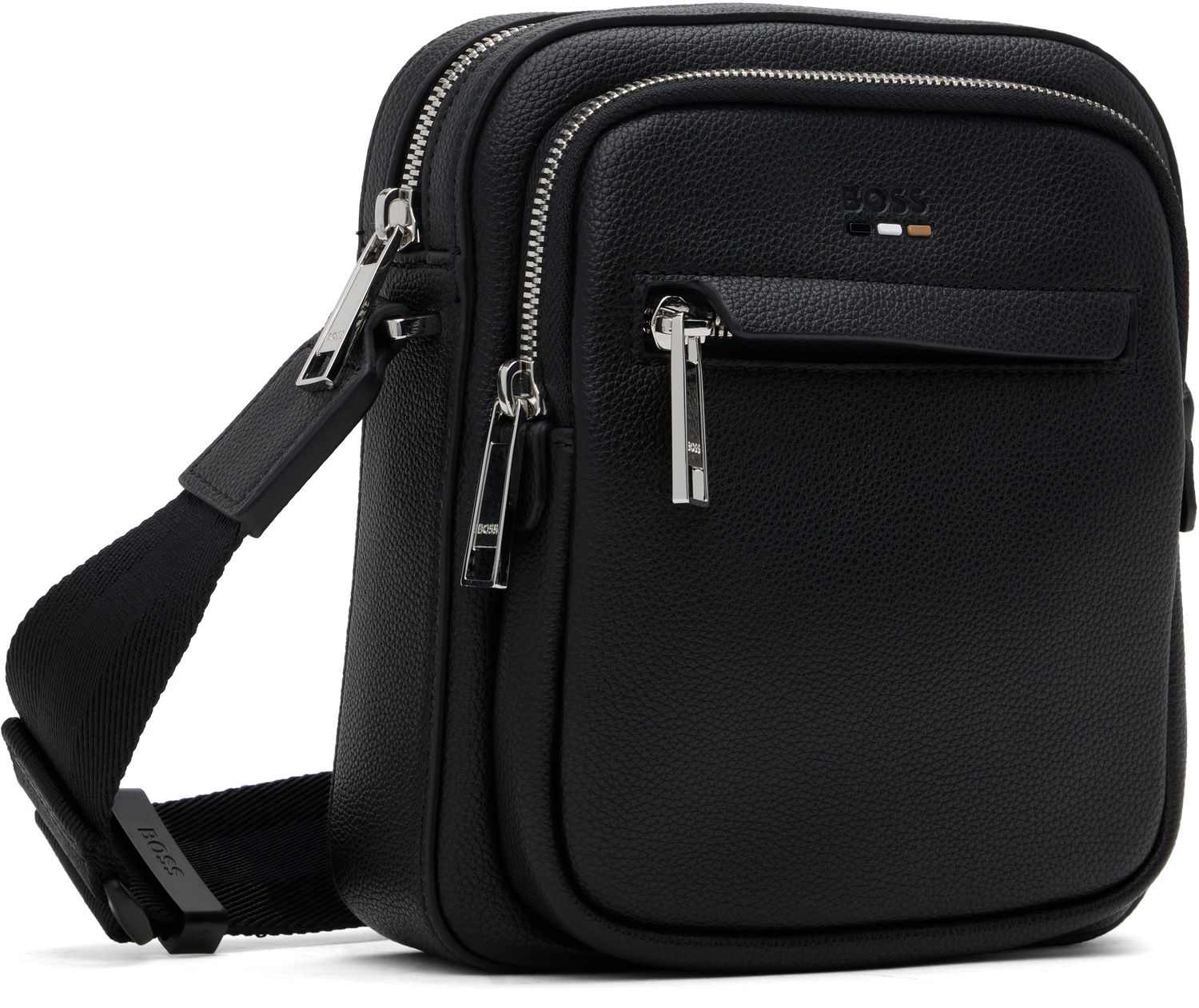 Чанта през рамо BOSS Textured Faux-Leather Mini Crossbody Bag Черно | 50536196, 1