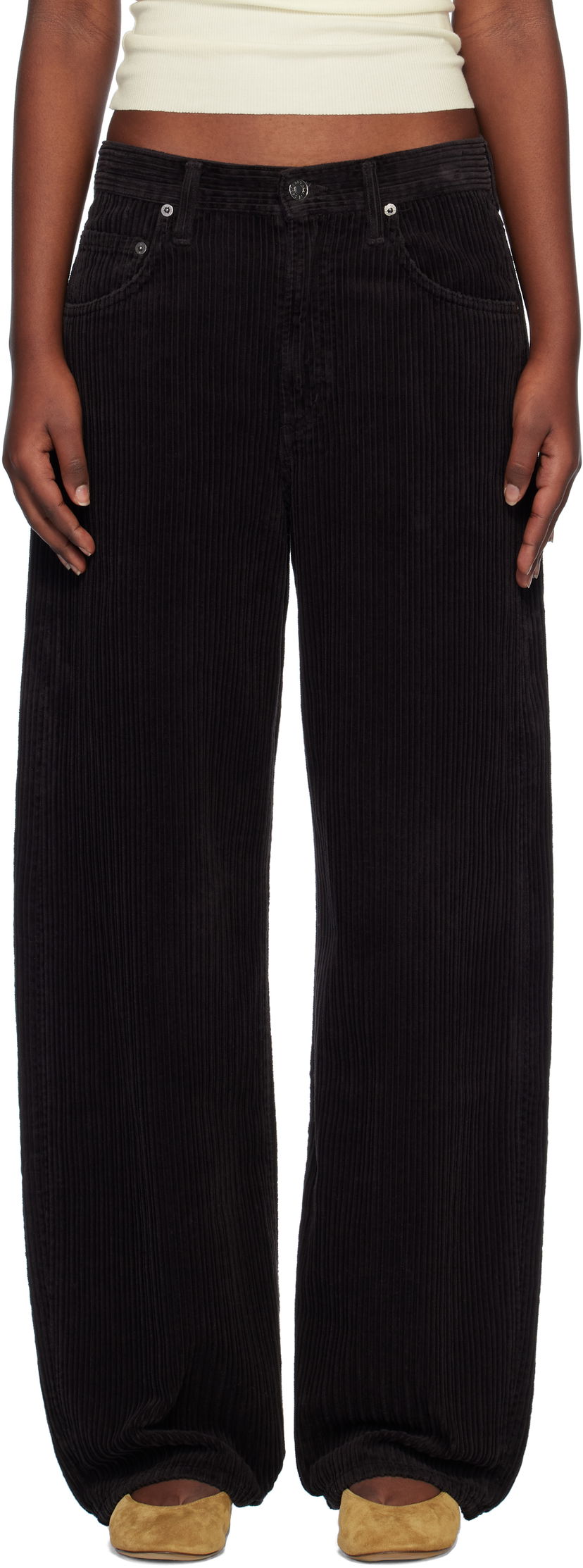 Панталони AGOLDE Low Curve Corduroy Trousers Черно | A9230-1559