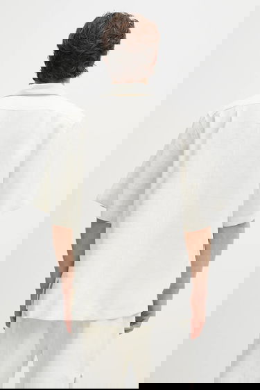 Риза Wales Bonner Wales Bonner Highlife Relaxed Fit Short Sleeve Bowling Shirt with Subtle Check Бежово | MS25SH08.VI02.0959, 2