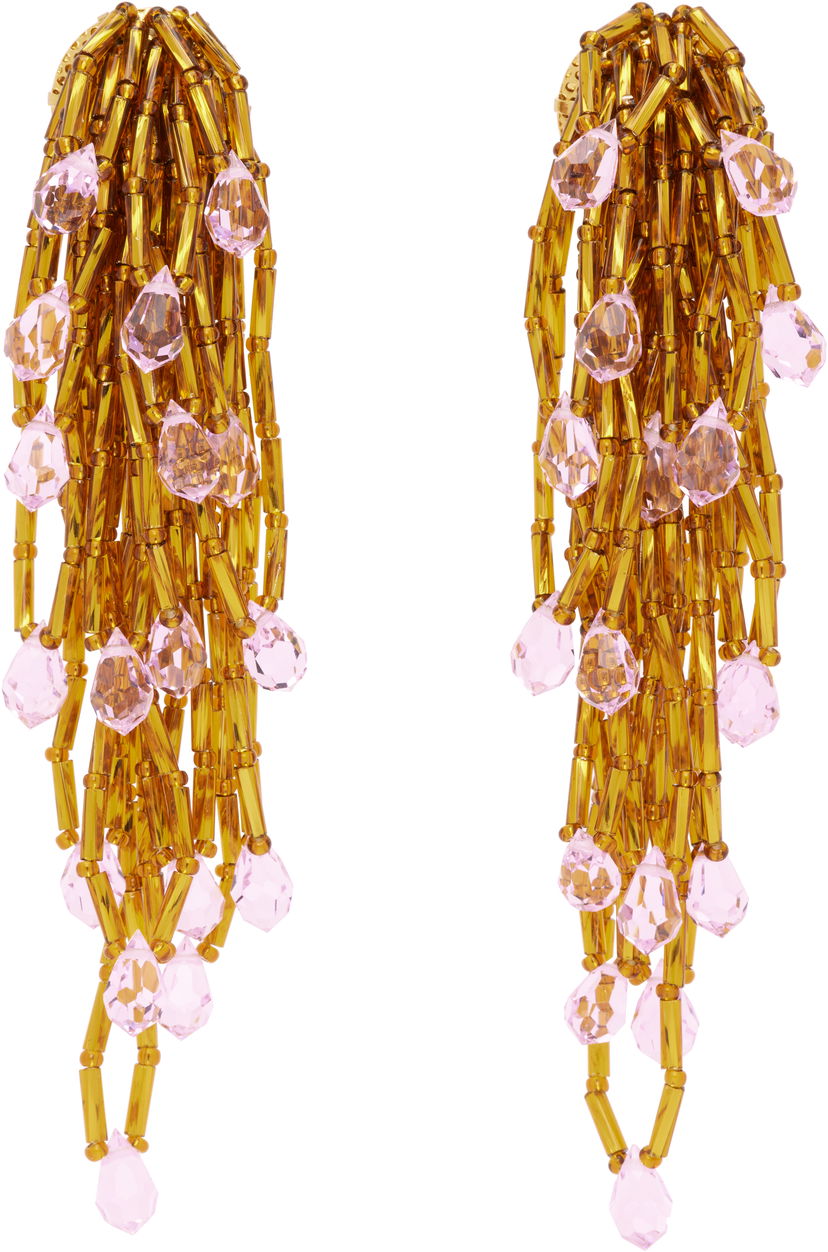 Обеци KIKO KOSTADINOV Kiko Kostadinov Cowen Pink & Gold Beaded Drop Earrings Розово | KKWAW25ER03-158