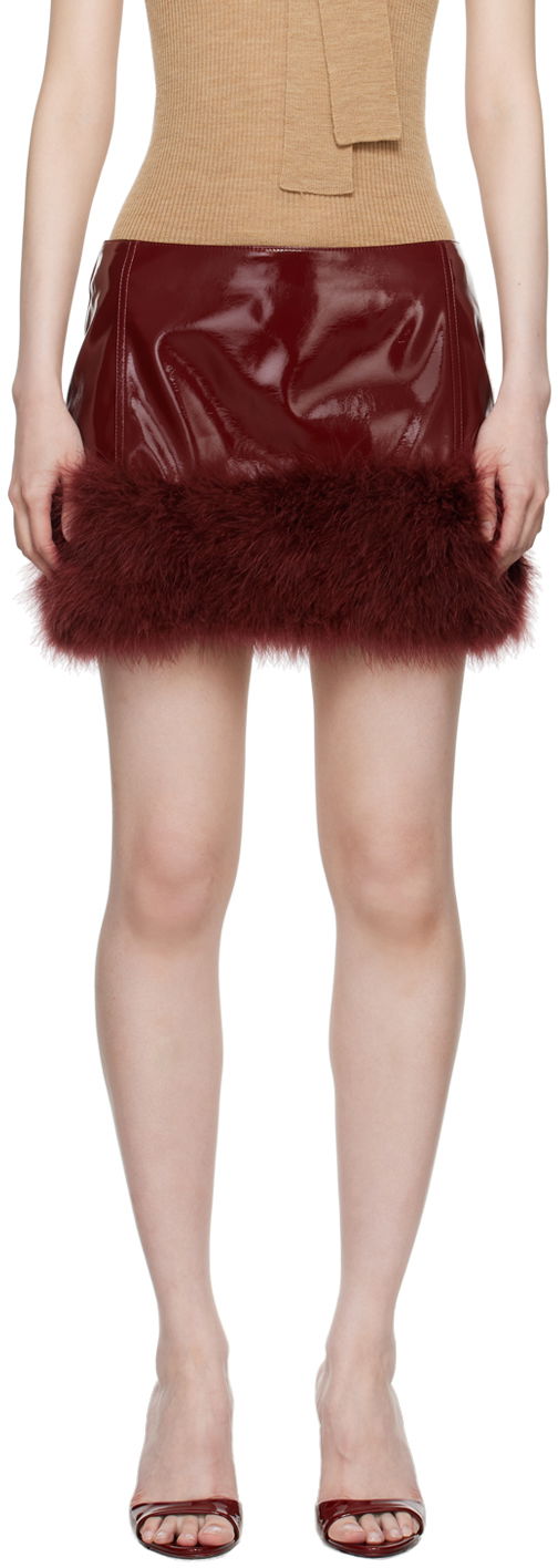 Пола Blumarine Blumarine Feather Faux-Leather Miniskirt Червено | A422G183A, 0