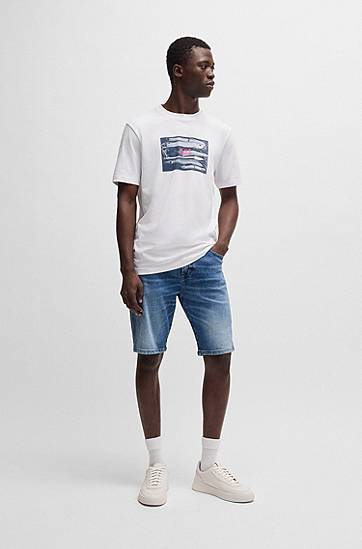 Тениска BOSS T-Shirt with Coordinate Artwork Бяло | 50539194, 1
