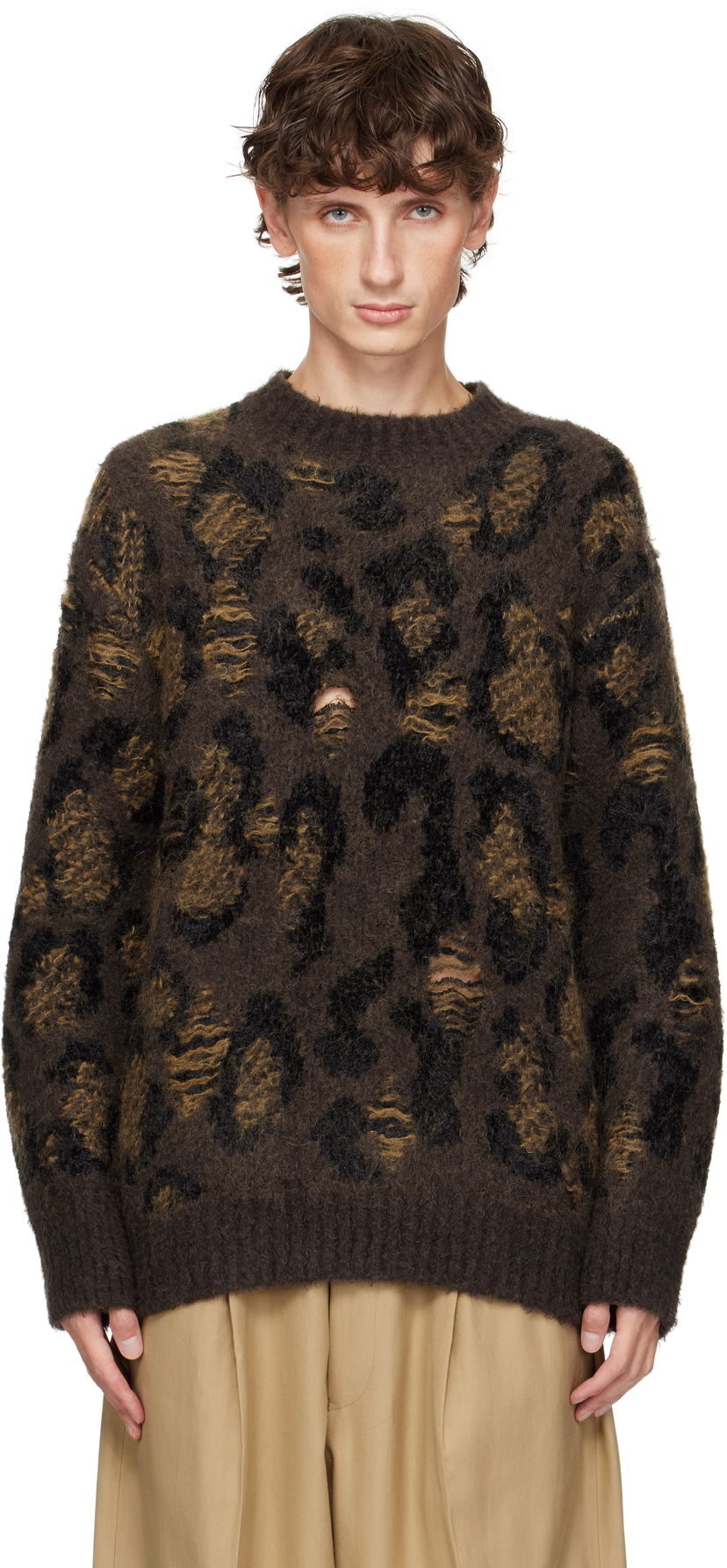 Пуловер Junya Watanabe Jacquard Crewneck Sweater Кафяво | WN-N033-051