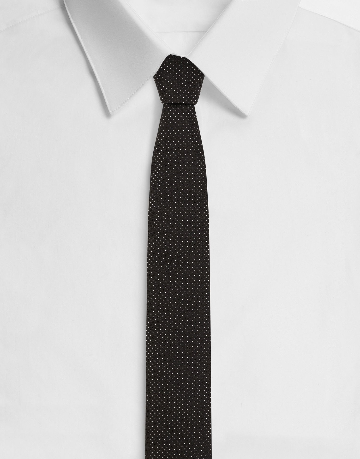 Аксесоари Dolce & Gabbana Dolce & Gabbana Silk Jacquard Tie With Micro Polka-dot Design Черно | GT149EG0JRPN0004, 0