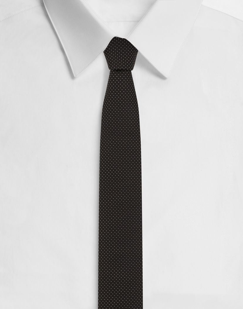 Аксесоари Dolce & Gabbana Dolce & Gabbana Silk Jacquard Tie With Micro Polka-dot Design Черно | GT149EG0JRPN0004
