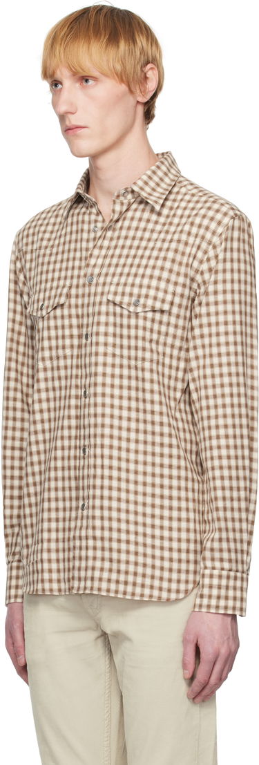 Риза Tom Ford TOM FORD Small Check Western Shirt Кафяво | HDS001-FMC202S25, 3