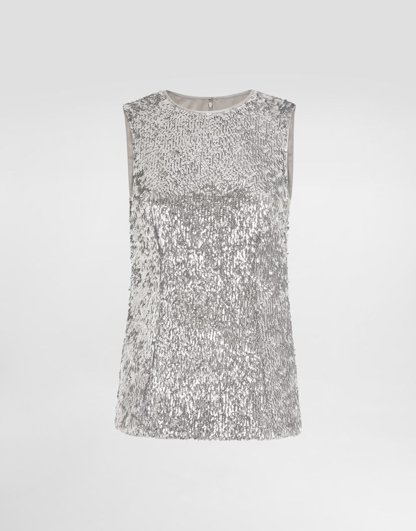 Потник Dolce & Gabbana Sleeveless Sequin Top Металик | F7AL1TFLSMCS0998