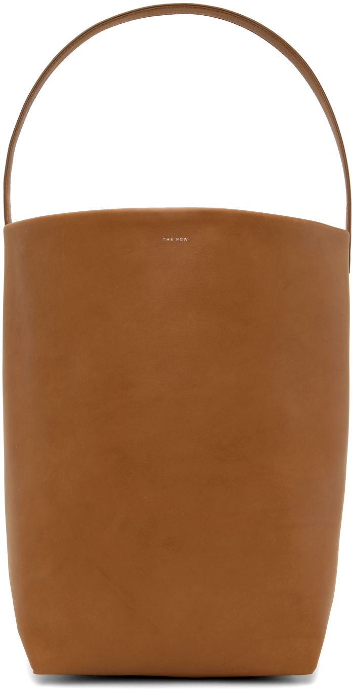 Голяма пазарска чанта The Row Large Leather Tote Bag Кафяво | W1273-L72, 0
