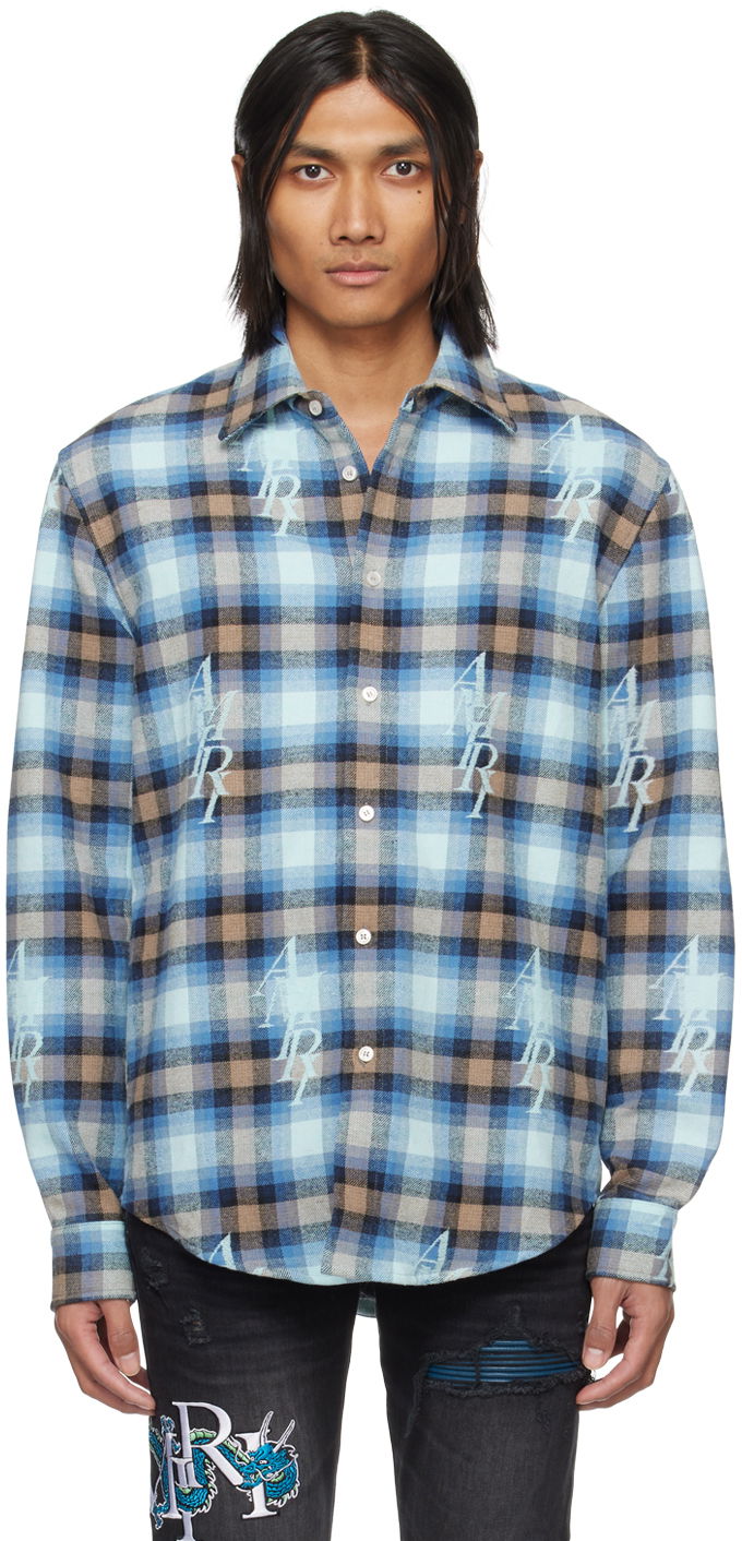 Риза AMIRI Staggered Plaid Shirt Синьо | PS24MSL004, 0