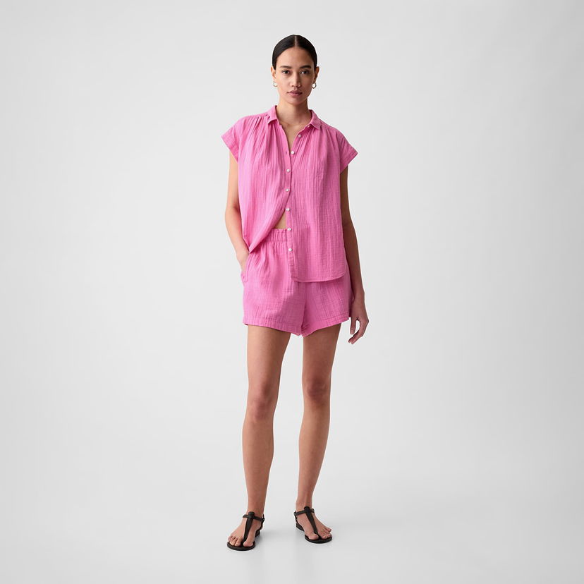 Къси панталони GAP Crinkle Gauze Pull On Shorts India Pink Розово | 882138-01