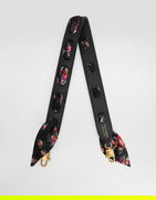 Dolce & Gabbana Black Leather Floral Detail Shoulder Strap