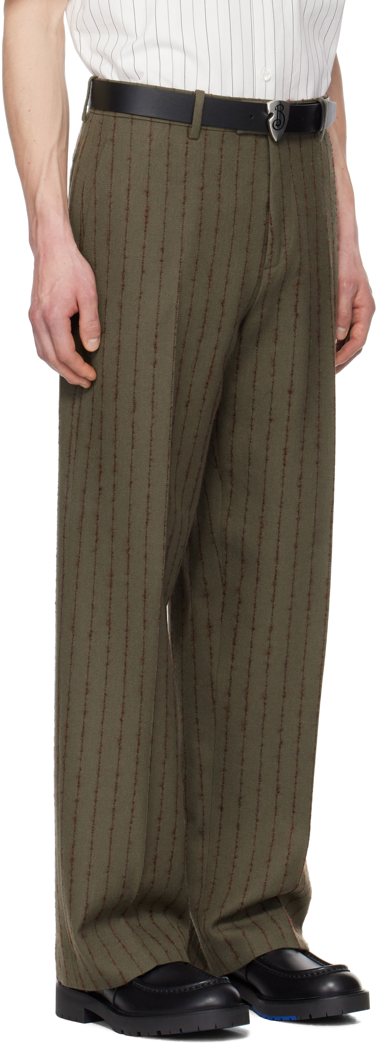 Панталони Burberry Burberry Pinstripe Tailored Trousers Зелено | 8103516, 1