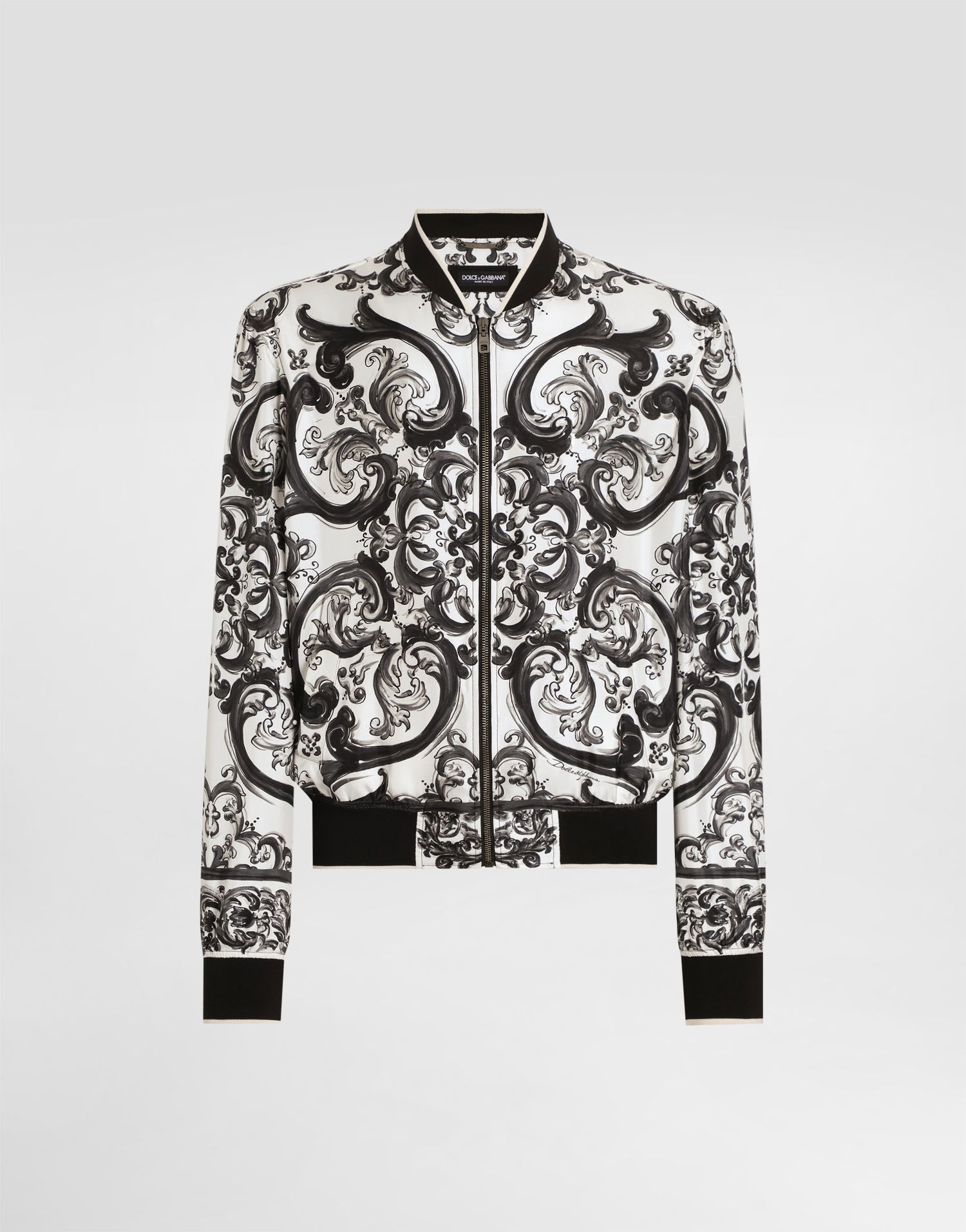 Яке бомбър Dolce & Gabbana Dolce & Gabbana Majolica-Print Twill Bomber Jacket Бяло | G9BLZTHI1S6HX5DQ, 0