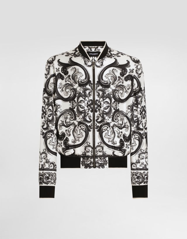 Dolce & Gabbana Majolica-Print Twill Bomber Jacket