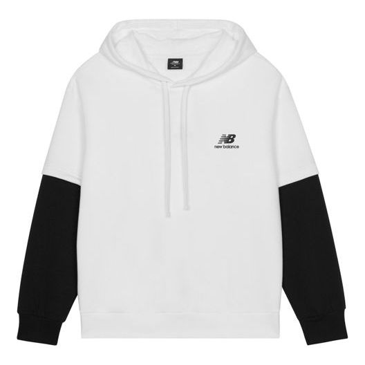 Суитчър New Balance Drawstring Color Block Hoodie Бяло | AMT13342-SST