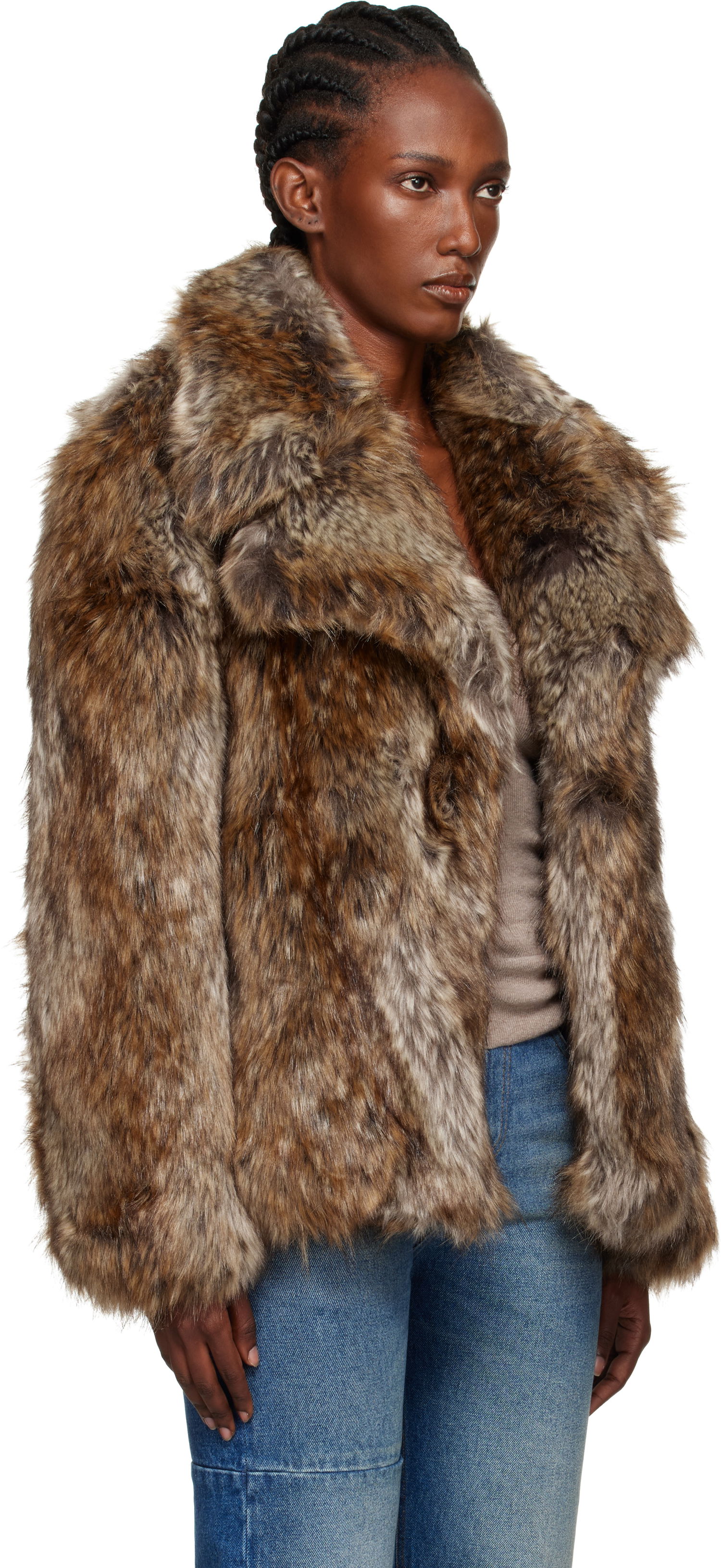 Яке Maison Margiela MM6 Maison Margiela Hook-Eye Faux-Fur Jacket Кафяво | S52AM0326 M35464, 1