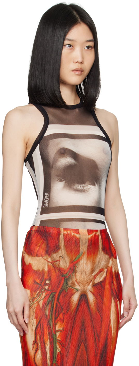 боди Jean Paul Gaultier Gaultier 'The Eyes And Lips' Printed Bodysuit Черно | 24/30-F-BD045-T553-000201, 1